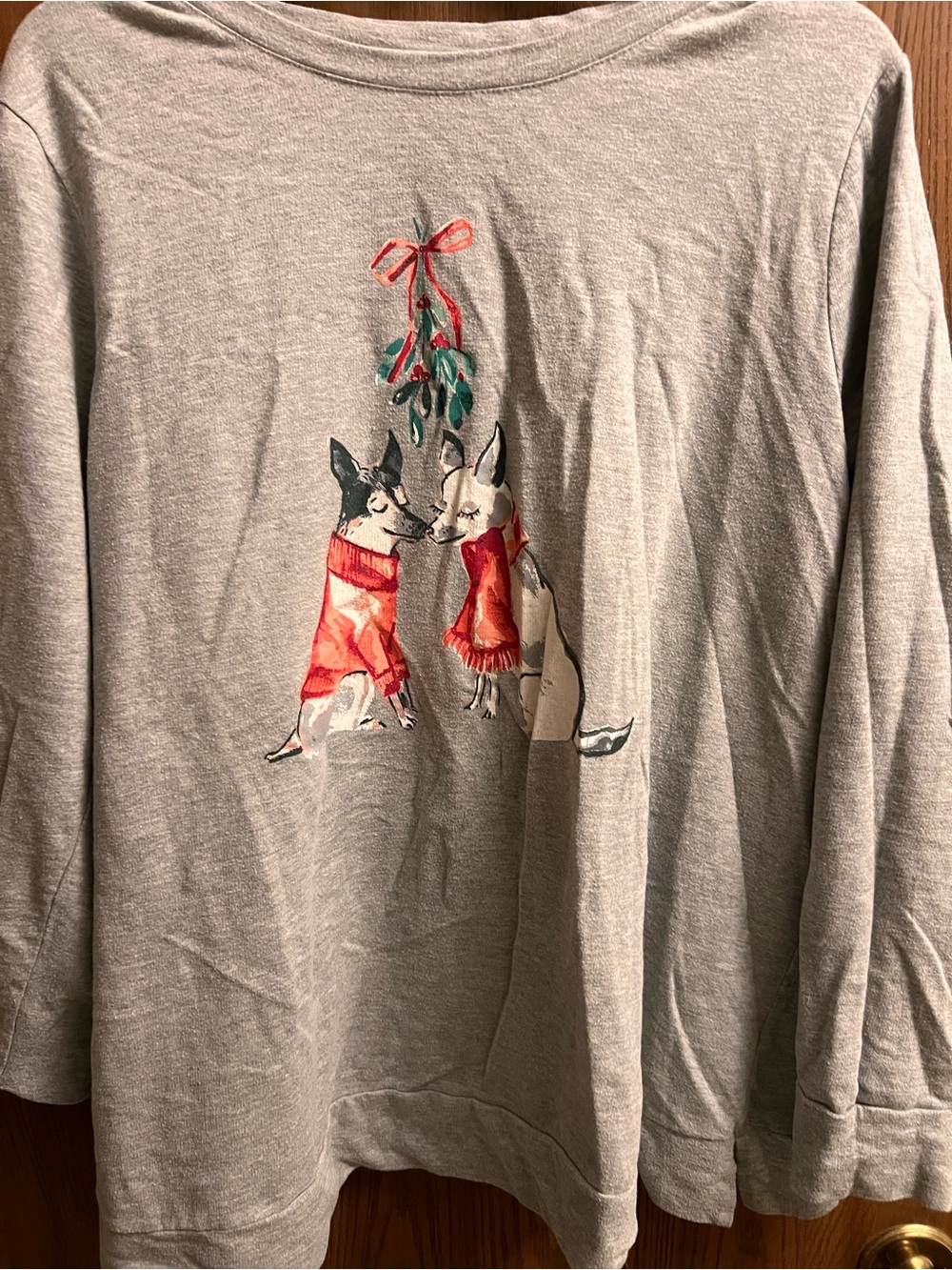 Lane Bryant Heather Gray Sweatshirt with Festive Bow Accent
